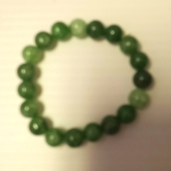 Jade Crackled Agate 10 MM Bead Stretch Bracelet - Picture 6 of 8